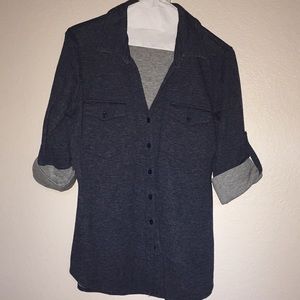 Casual heavyweight button down denim blue shirt